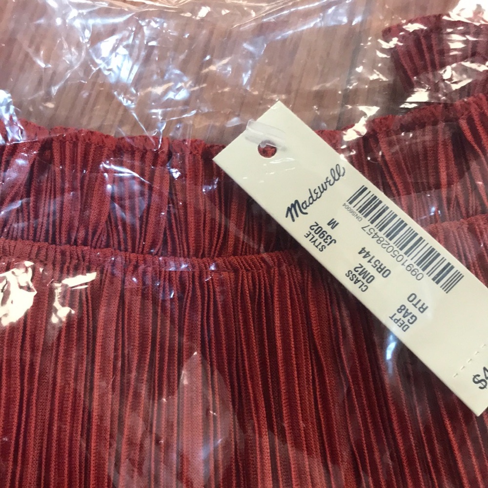 NWT Madewell Nicole Pleated Ruffle Tank Rust - Picture 5 of 5